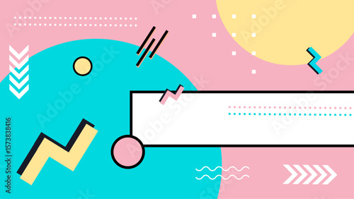 Retro 80s style abstract design suitable for cards, posters, backgrounds, and web graphics with vibrant colors and geometric shapes.