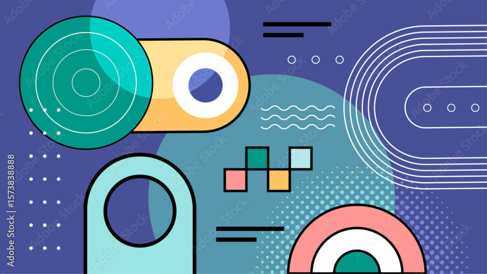 Fototapeta premium Abstract colorful geometric shapes perfect for background, web design, branding, and digital art projects, offering a vibrant and eye catching visual element.