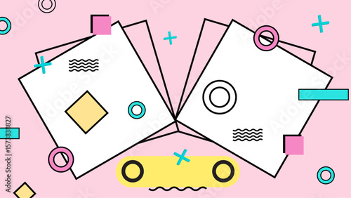 Pink geometric abstract design with shapes great for backgrounds, posters, cards, social media posts, and modern designs. Suitable for multiple creative projects.