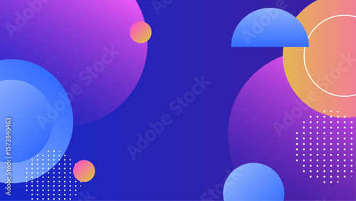 Abstract design with colorful overlapping circles and dots. Suitable for backgrounds, posters, prints, web designs, and vibrant artistic projects.