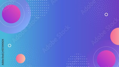 Abstract gradient background with colorful circles and dots. Suitable for web design, presentations, and creative projects needing a vibrant backdrop.