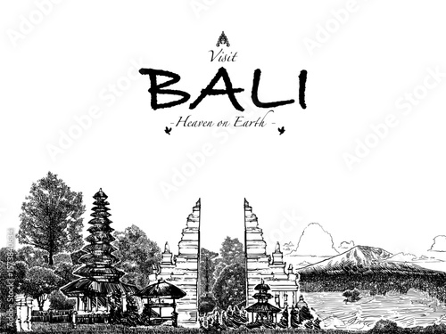 vector illustration of a building and landscape of Bali 