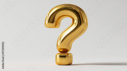 3D Golden Question Mark on Light Background