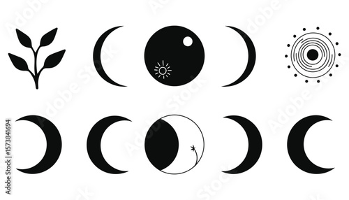 Leaf design yin yang symbol icon with a smiling face concept