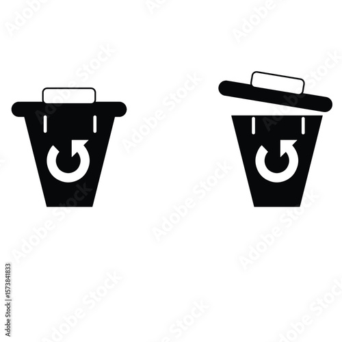 Recycling Bin Icon Silhouette Set – Eco-Friendly Waste Container