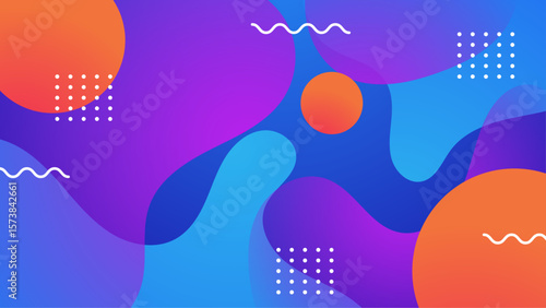 Abstract colorful design with wavy shapes depicts dynamic energy, perfect for backgrounds, packaging, posters, and digital art projects.
