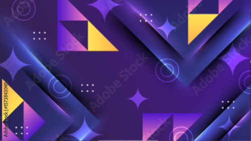 Abstract geometric design in purple, yellow, and pink suitable for modern branding, web backgrounds, and digital art projects.