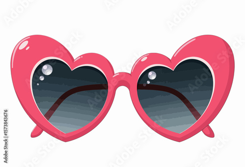 Pink heart-shaped sunglasses with dark lenses on white background  