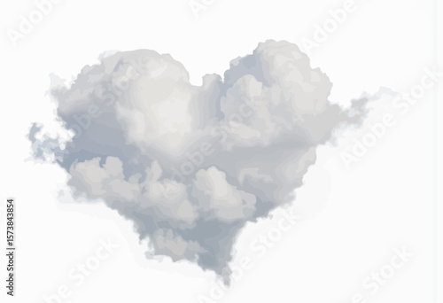 Heart-shaped cloud formation against a white background  