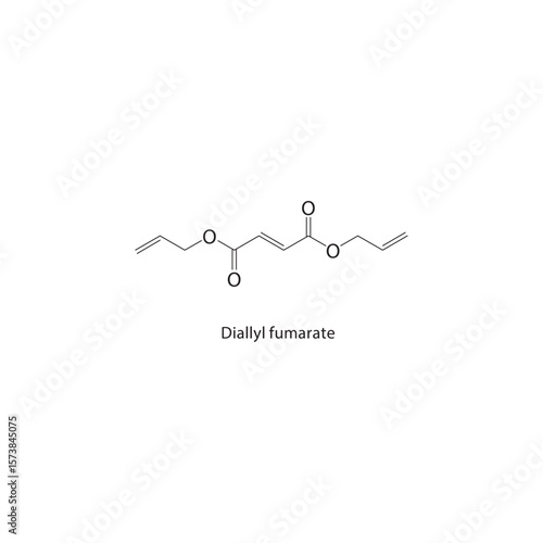 Diallyl fumarate skeletal structure. Diene ester compound schematic illustration. Simple diagram, chemical formula.