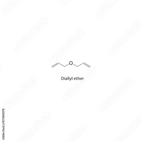 Diallyl ether skeletal structure. Ether compound schematic illustration. Simple diagram, chemical formula.