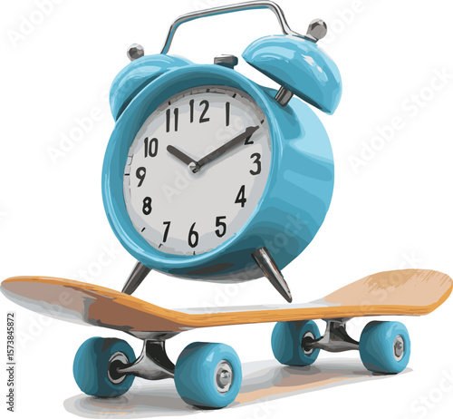 Alarm clock isolated on white background vintage retro timepiece with bell and metal classic design