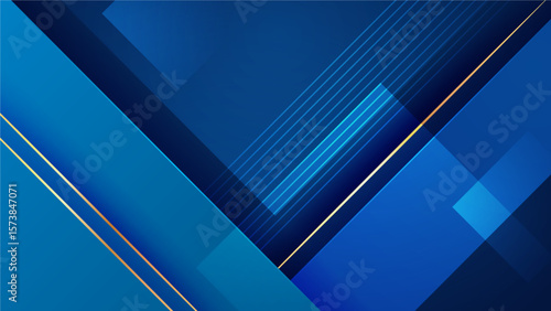 Abstract blue gold geometric design suitable for modern branding, web backgrounds, stationery, packaging, and digital art projects requiring a stylish touch.