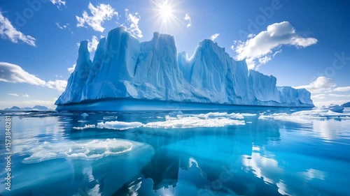 Wallpaper Mural towering iceberg floating in icy waters, with intricate patterns of blue and white ice glistening in the sunlight. Torontodigital.ca