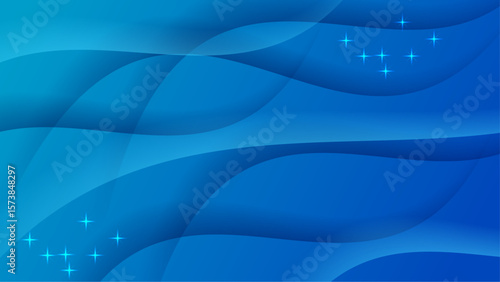 Blue wavy abstract art with small stars is perfect for backgrounds, posters, and digital designs needing an artistic touch.