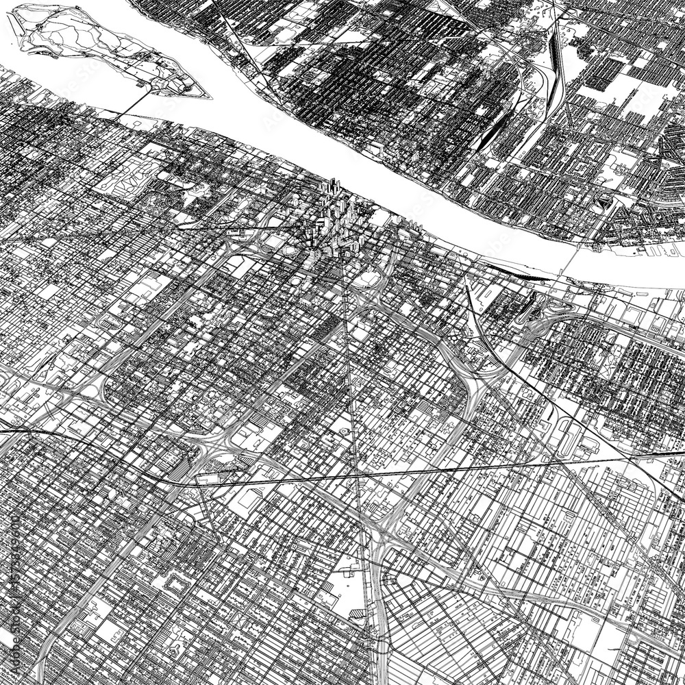Fototapeta premium 3D illustration of city and urban in Detroit USA