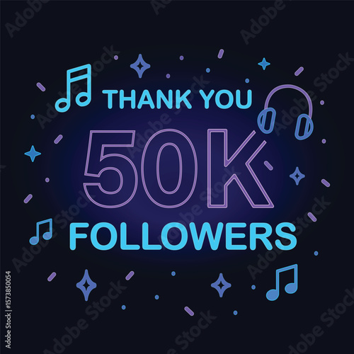 Thank You for 50K Followers Social Media Celebration Graphic