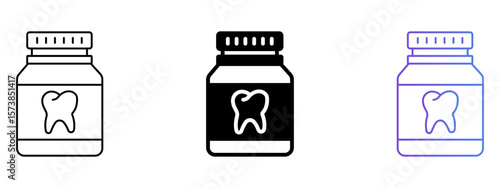 Teeth Medicine Icon – Line, Glyph, and Gradient Style Set