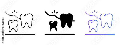 Wisdom Tooth Icon – Line, Glyph, and Gradient Style Set