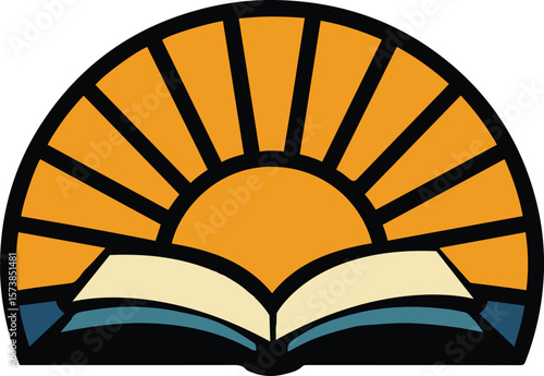 open book with sun Open Book with Rays Banner Logo ? Education or Library.eps