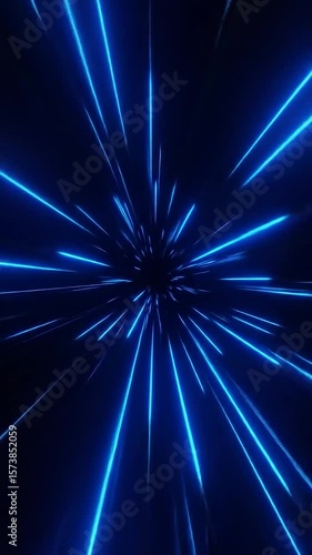 Wallpaper Mural Abstract vibrant blue light streaks radiating from a central point on a dark background Torontodigital.ca