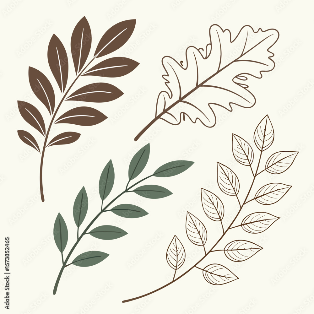 Obraz premium Four stylized leaves illustration