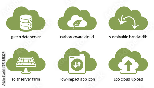 A comprehensive set of eco icons featuring green leaf, tree, recycle, and plant symbols for environment and nature design illustrations