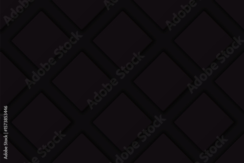 3D black square plate seamless pattern horizontal background graphic illustration.