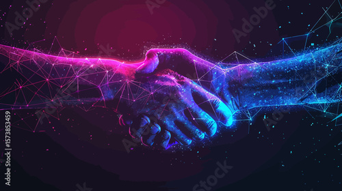 Handshake in digital futuristic style