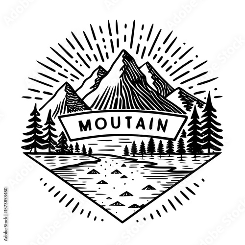 river and mountain logo