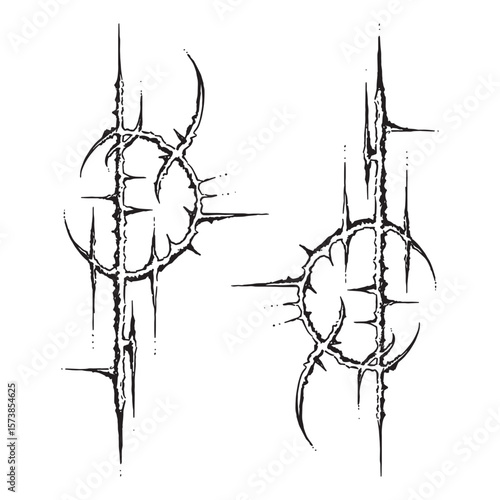 hand drawing neo tribal, cybergilism illustrations