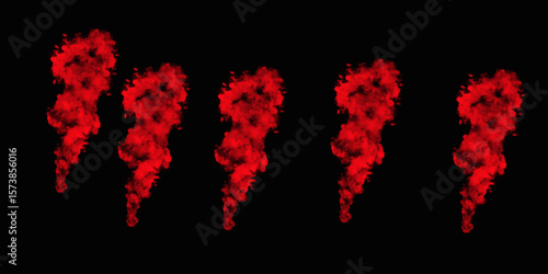 Red color powder explosion isolated on black background. Colorful dust explode. Paint Holi, dust particles splash. Network concept with spray. Futuristic technology element. 3D rendering.