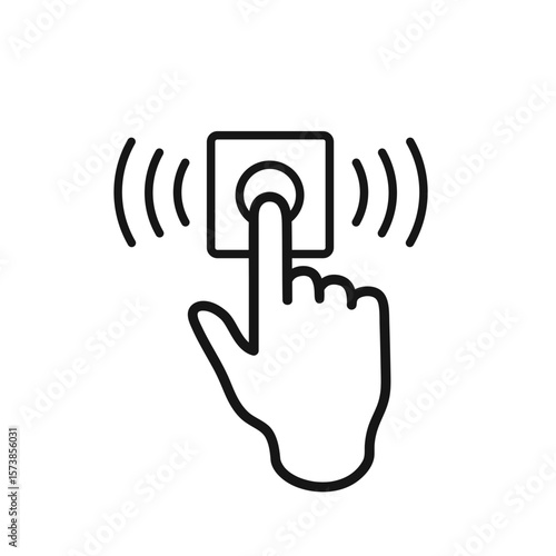 Hand press doorbell line icon clipart template