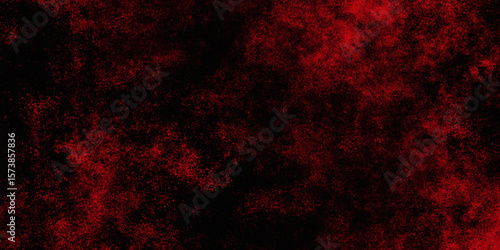 Red color powder explosion isolated on black background. Colorful dust explode. Paint Holi, dust particles splash. Network concept with spray. Futuristic technology element. 3D rendering.