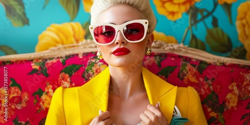 A wealthy heiress in modern fashion with a flamboyant flair 