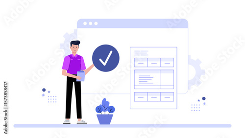 HR team automating leave approval workflow flat vector illustration