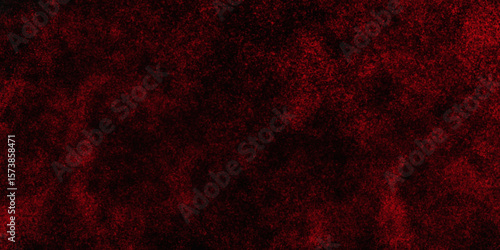 Red color powder explosion isolated on black background. Colorful dust explode. Paint Holi, dust particles splash. Network concept with spray. Futuristic technology element. 3D rendering.
