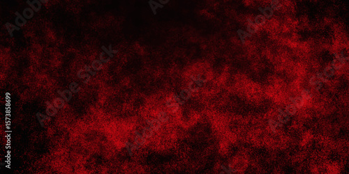 Red color powder explosion isolated on black background. Colorful dust explode. Paint Holi, dust particles splash. Network concept with spray. Futuristic technology element. 3D rendering.