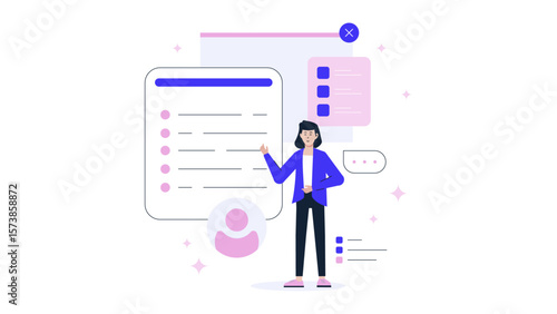 HR manager creating offer letters for new hires flat vector illustration