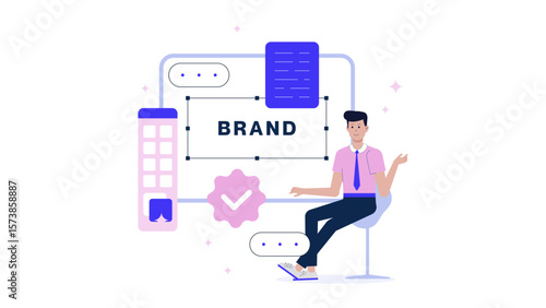 Legal advisor reviewing brand guidelines flat vector illustration