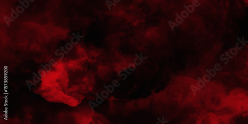 Red color powder explosion isolated on black background. Colorful dust explode. Paint Holi, dust particles splash. Network concept with spray. Futuristic technology element. 3D rendering.
