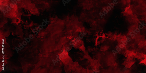 Red color powder explosion isolated on black background. Colorful dust explode. Paint Holi, dust particles splash. Network concept with spray. Futuristic technology element. 3D rendering.