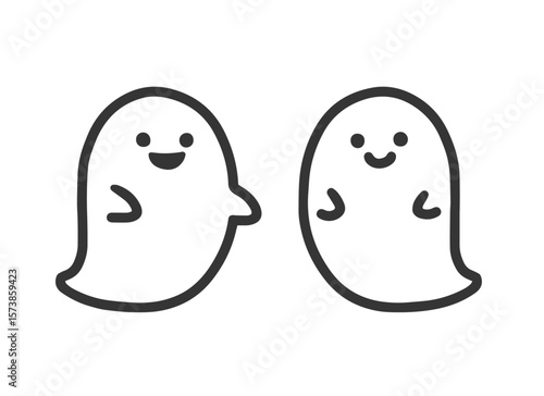 向き合うお化けたちのイラスト