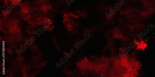 Red color powder explosion isolated on black background. Colorful dust explode. Paint Holi, dust particles splash. Network concept with spray. Futuristic technology element. 3D rendering.