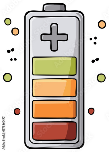 Doodle Style Battery Charging Levels Illustration Energy Power Indicator