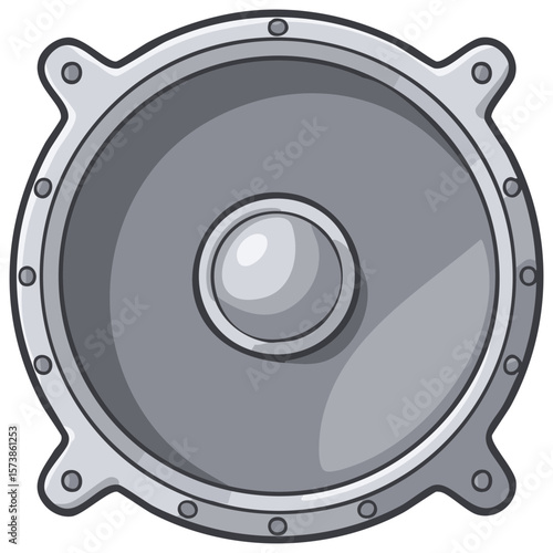 Sound System Cartoon Loudspeaker, Retro Gray Amplifier Speaker Illustration