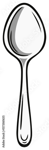 Illustration of a teaspoon with black outline on a white background, kitchen utensils