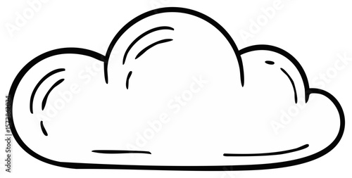 Isolated Cartoon Cloud Shape in Black and White for Weather Forecasts and Sky Illustrations