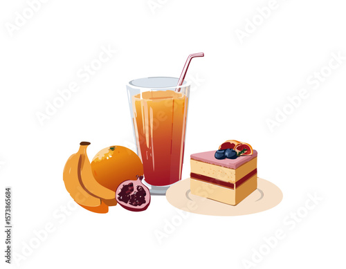 フルーツケーキとドリンク