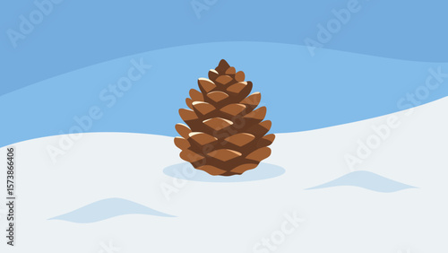 Brown pine cones on snow, a natural Christmas decoration in the winter forest